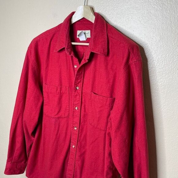 Eddie Bauer Shirt Mens XL Red Button Up Long Sleeve Pockets Flanel Outdoor - Picture 2 of 9